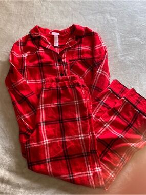 WONDERSHOP 2 Piece Plaid Flannel Pajama Set Pants Holiday College Sz S EUC